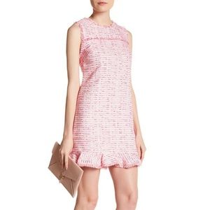 Brie Clipped Tweed Ruffle Hem Dress
